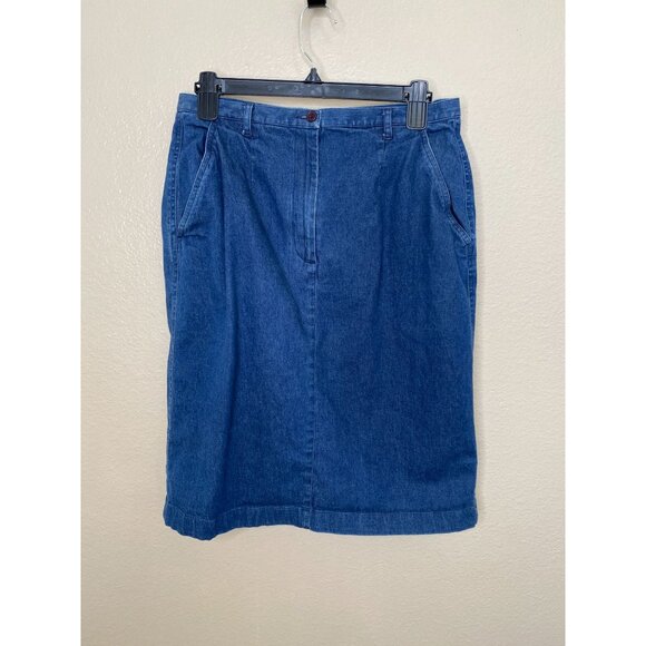 Van Heusen Womens Stretch Denim Pencil Skirt Size 10 Blue Cotton Blend Pockets - Picture 1 of 7
